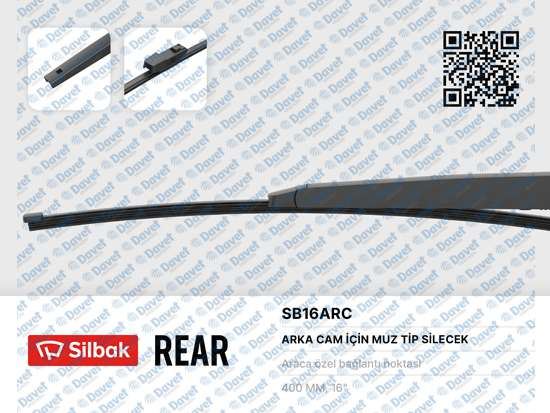 SILBAK SB16ARC Silecek Supurgesi 400mm Arka (Muz Tipi) Octavia Iii 11/12-> Rapid 09/11-> Super B Combi 03/08->